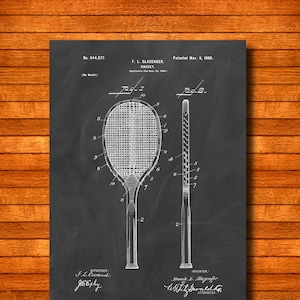 Retro 1900 &quot;Racket&quot; by Frank Slazenger, Vintage Patent Illustration, Art Print Poster, Wall Art, Home Decor, Tennis Art, Sport, Gift 1049