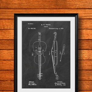Retro 1885 "Violin" Vintage Patent Illustration, Art Print Poster, Wall Art, Home Decor, Music, Classical Orchestra, Musical, Gift 1053