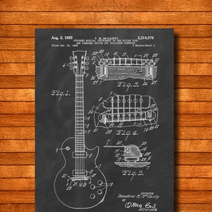 Retro 1953 &quot;Guitar&quot; Vintage Patent Illustration, Art Print Poster, Wall Art, Home Decor, Music, Rock N Roll, Band, Musical, Guitar, Gift 460
