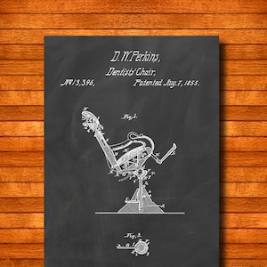 Retro 1855 &quot;Zahnarzt Stuhl&quot; Vintage Patent Illustration, Kunstdruck Poster, Wandkunst, Home Decor, Medizinische, Dental, Zahnarzt, Geschenkidee 61