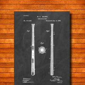 Retro 1885 Base Ball Bat Vintage Patent Illustration, Art Print Poster, Wall Art, Home Decor, Game, Baseball, League, Sport, Gift 16 image 1