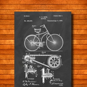 Retro 1890 &quot;Bicycle&quot; Vintage Patent Illustration, Art Print Poster, Wall Art, Home Decor, Old Fashion Bike, Cycling, Biking, Gift Idea 195