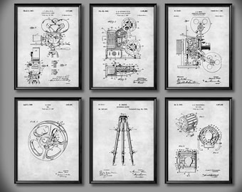 6 CINEMA Art Posters, Cinema Patent Art, Print Canvas, Wall Decor, Movies, Film, Motion Pictures, Film Director Art, Filmmaker Gift - s93