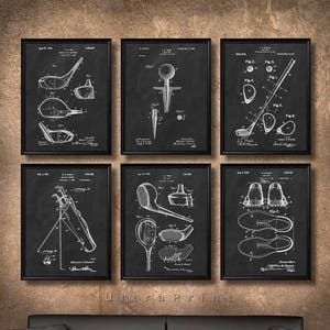 SET of 6 GOLF Vintage Art, Print or Canvas, Patent Wall Art Decor, Golf, Gift for Golfer, Golf Club, Golf Ball, Golf Tee, Golf Gift - s20