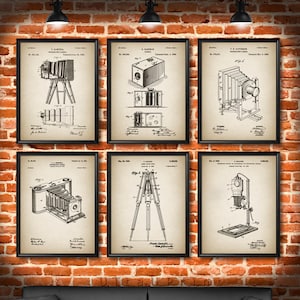 SET of 6 PHOTOGRAPHY Art Posters, Photography Patent Illustration, Photo Studio Art, Art Print or Canvas Wall Decor, Photographer Gift - s66