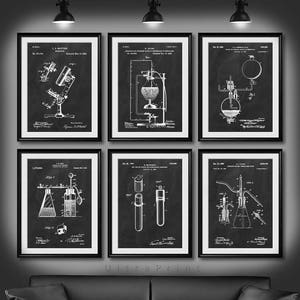 SET of 6 SCIENCE Posters, Vintage Patent Illustration, Science Art Print, Canvas, Wall Art, Biology, Chemistry, Science Teacher Gift - s68