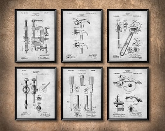 6-SET TOOLS Vintage Art, Print Canvas, Patent Wall Art Decor, Work Tools, Hardware, Garage Art, Handyman Construction, Gift for Dad s1043