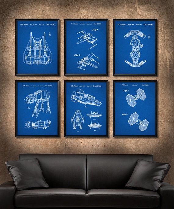SET of 6 Star Wars Art Posters Vintage Patent Illustration | Etsy