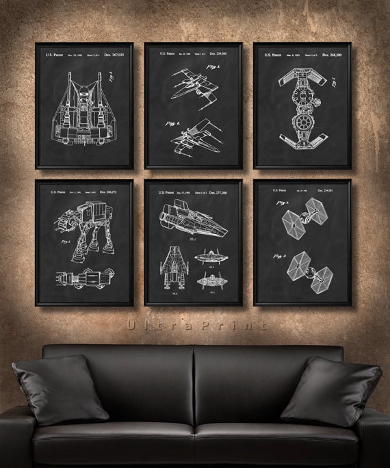 Set Of 6 Star Wars Art Posters Vintage Patent Illustration Etsy
