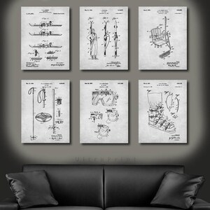 SET of 6 SKI Vintage Art, Print or Canvas, Patent Wall Art Decor, Ski, Gift for Skier, Ski Club, Ski Team, Skiing, Ski Racing Gift s22 image 7