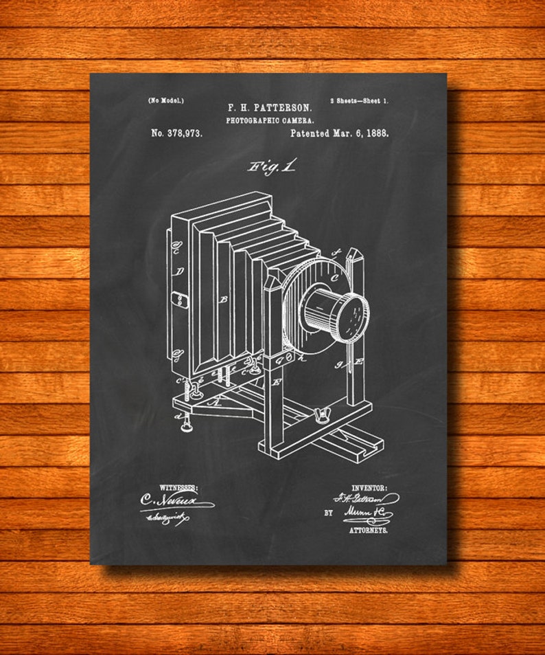 Retro 1888 Photographic Camera Vintage Patent Illustration, Art Print Poster, Wall Art, Home Decor, Historic, Photography, Gift Idea 1060 image 1