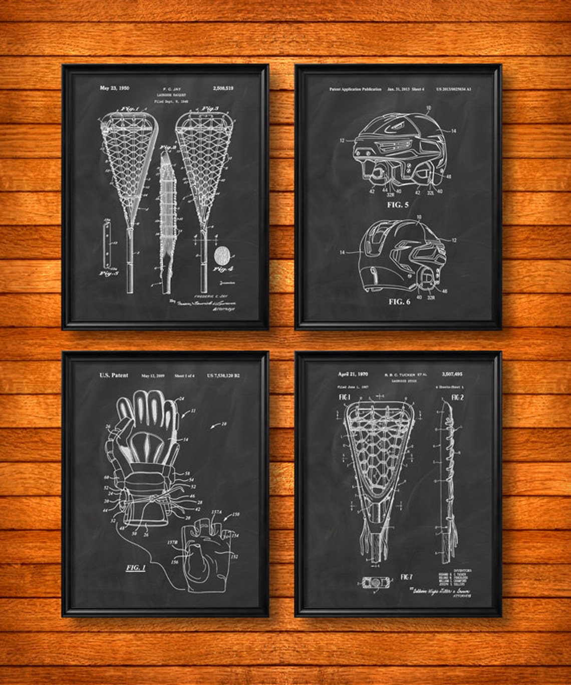 SET of 4 LACROSSE Art Posters Vintage Patent Illustration Etsy