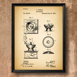 Retro 1886 Coffee Mill Vintage Patent Illustration, Art Print Poster, Wall Art, Home Decor, Coffee, Coffee Making, Kitchen Art, Gift 420 image 2