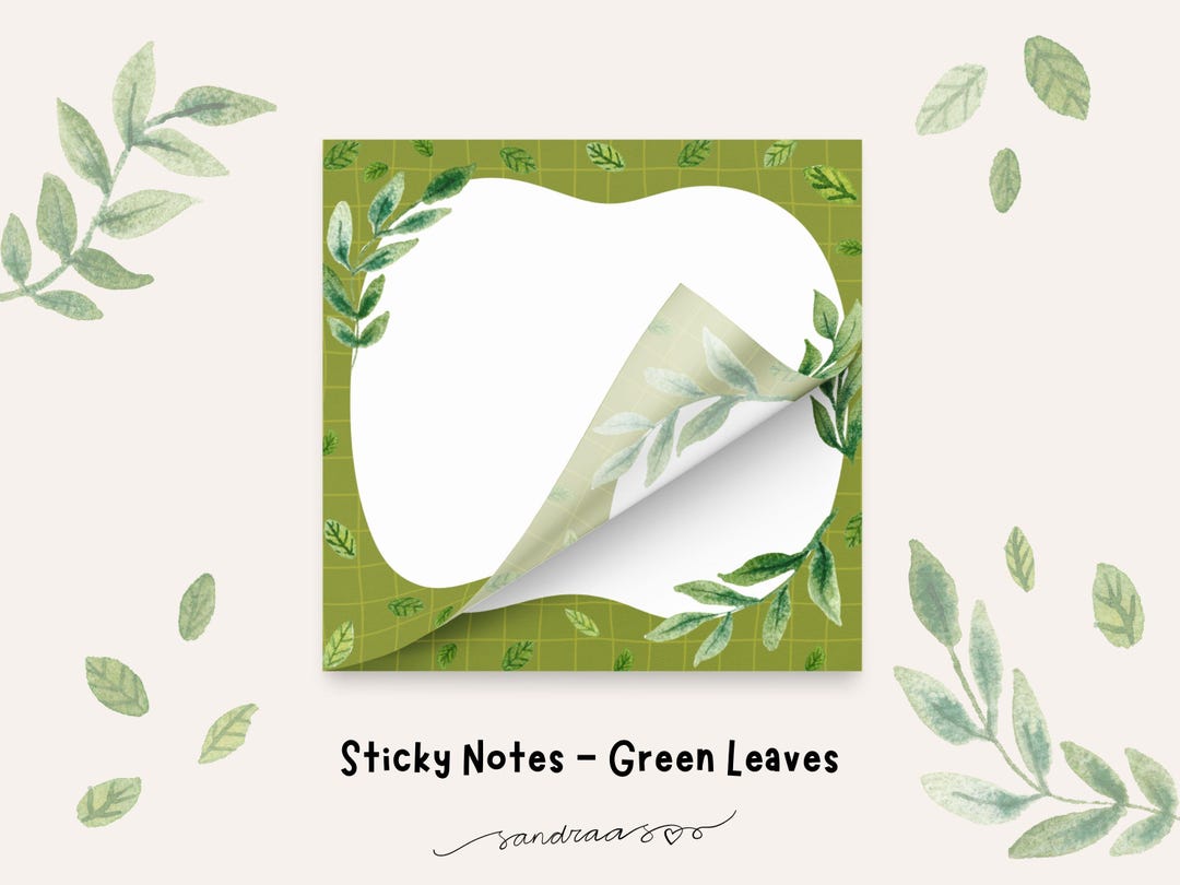 Botanical Leaves Sticky Notes – Watercolor Leaf Post-it® Notepad With ...