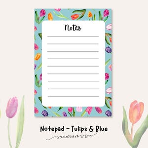 Tulips on Blue | Illustration Note Pad 9x13cm