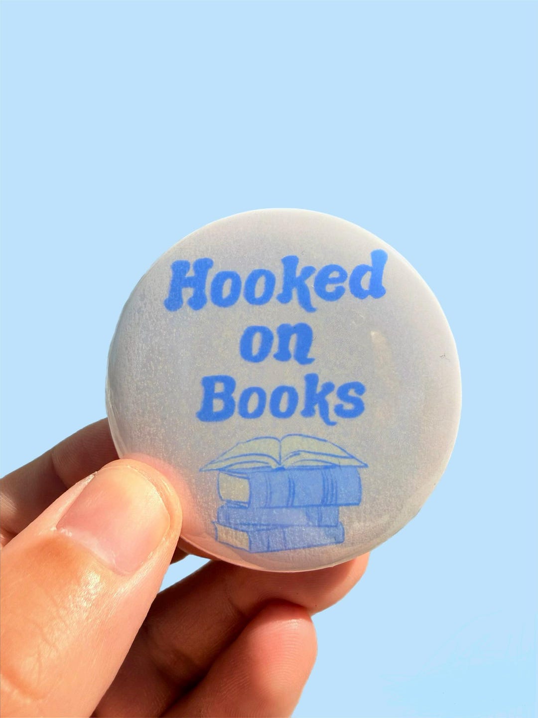 Button Button Book Books Pin Button, Button Accessory, Hooked on Books - Etsy