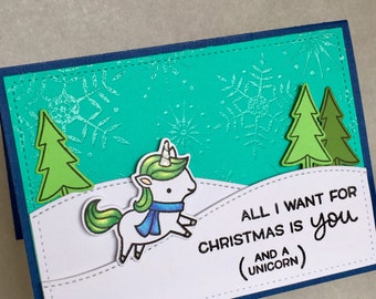 Unicorn for Christmas Card