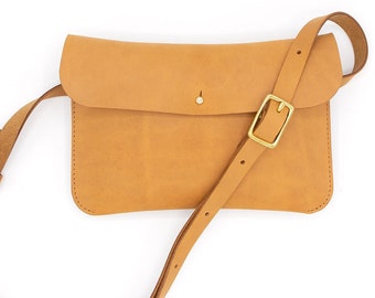 Gürteltasche ILSE aus pflanzlich gegerbten Naturleder cognac Bauchtasche Umhängetasche Crossbody Ledertasche