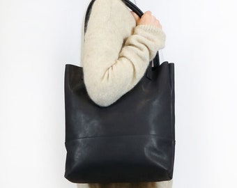 Leder Shopper “Fine“ kohle // pflanzlich gegerbtes Rindleder // Ledertasche // Leder Tote Bag // Made In Germany