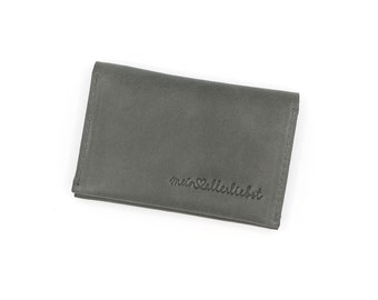 kleines Portemonnaie KARL  aus pflanzlich gegerbten Naturleder grau Geldbörse Rindleder