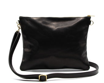 Simple bag ELLA made of vegetable tanned natural leather panther cowhide leather bag