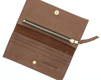 Wallet HUGO made of vegetable tanned natural leather dark brown wallet cowhide