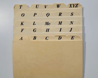 Vintage Alphabet 3x5 Tabbed Divider Cards, Index Cards, Card Guides