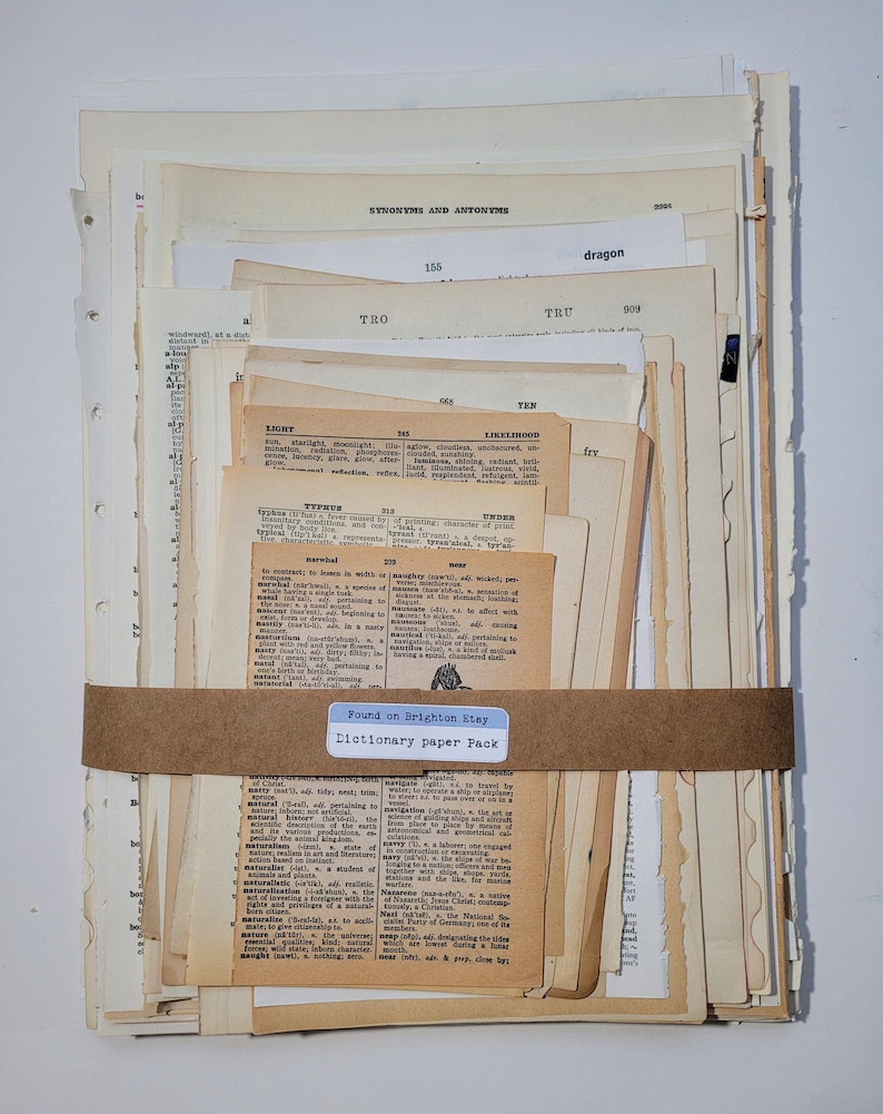 Vintage Dictionary Pages Paper Pack, 50 Pages image 1