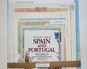 Map Themed Paper Pack, Ephemera, Art Supplies