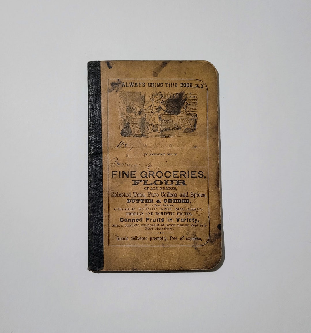1800's Fine Groceries Pocket Notebook, Ledger, Vintage Paper Etsy