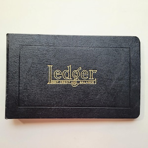 Vintage Ledger Book, National n. 63-452, 1980&#39;sor Older, BlackPebbled Ledger