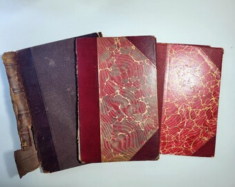 Very Vintage Book Covers, Lot of Three, Marbled Paper