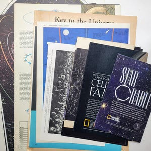 Paquet de papier sur le thème de l'espace, planètes, lune, étoiles, galaxie