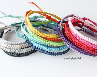 Handmade Adjustable Waxed Cotton Cord Macrame Friendship Bracelet - Range of Colours | Gift, Stacking, Bracelets for Men, Unisex, Minimalist