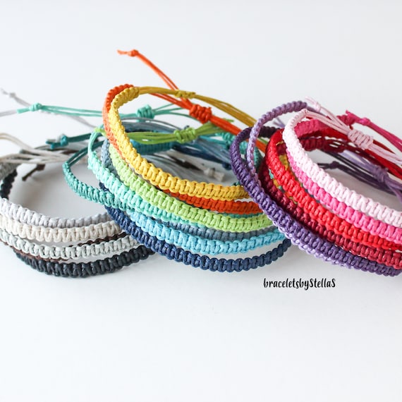 Set of 10 Multi Color Wax Cord Adjustable Friendship Bracelet with Charms  Gift