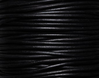 Matte Black / 4mm Leather Cord / leather by the yard / round leather cord / genuine leather / necklace cord / bracelet cord