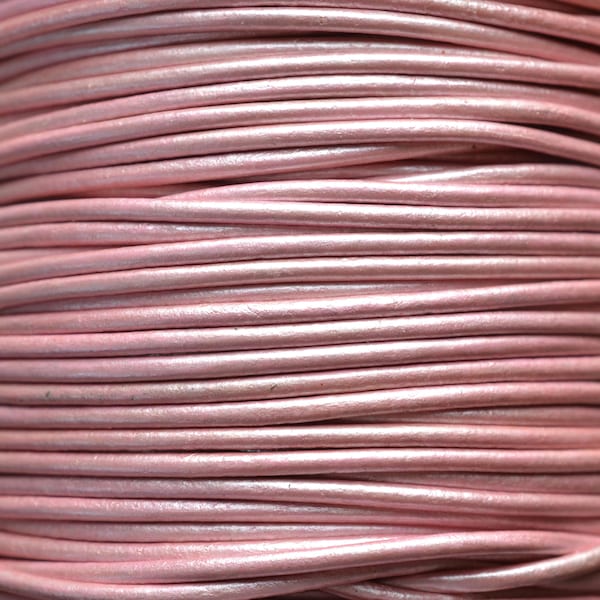 Mystic Pink / Metallic / 1mm Leather Cord / leather by the yard / round leather cord / genuine leather / necklace cord / bracelet cord