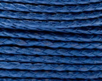 Blue / 2.5mm Cotton Bolo Cord / 4 ply braid / Vegan alternative / necklace cord / bracelet cord