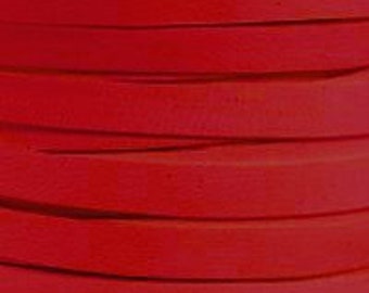 Red / 3mm  Deertan Flat Leather Cord / leather by the yard / genuine leather / necklace cord / bracelet cord
