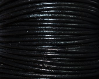 Black - 4mm Leather Cord per yard