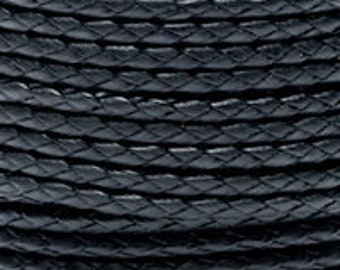 Black / 3mm Cotton Bolo Cord / 4 ply braid / Vegan alternative / necklace cord / bracelet cord