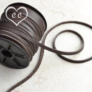 Chocolate Brown / 3mm  Deertan Flat Leather Cord / leather by the yard / genuine leather / necklace cord / bracelet cord