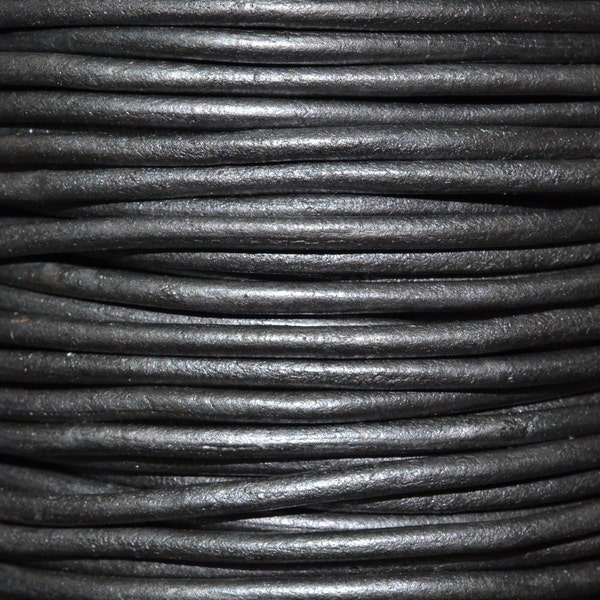 Grey - 3mm Leather Cord per yard