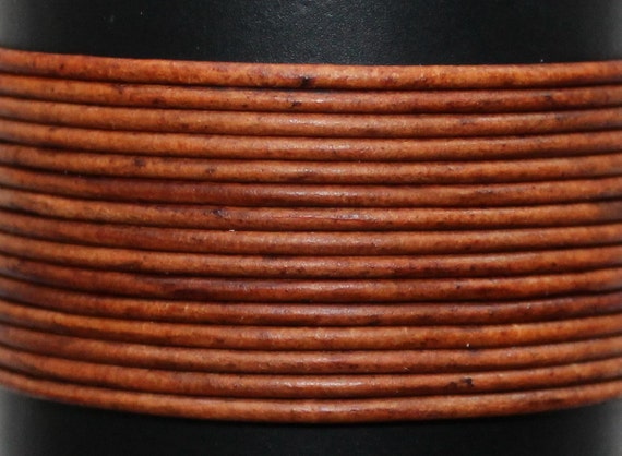 2mm Natural Vintage Brown Round Leather Cord 10 Yards Genuine Leather Cord 163
