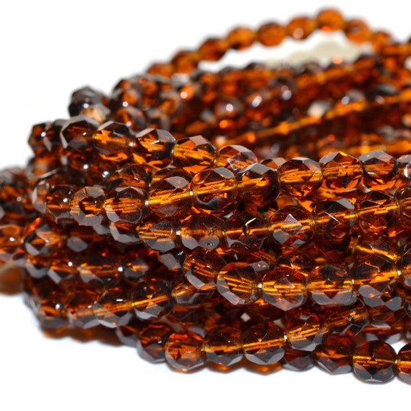 Clearance - Tortoise Fire Polished Czech Glass Beads 6mm - CZ0124 50 pcs