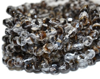 Crystal Black Brown Fire Polished Czech Glass Beads 6mm - CZ0018 50 pcs