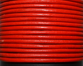 Red - 2mm Leather Cord per yard
