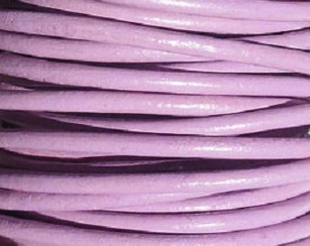 Lilac / 2mm Leather Cord / leather by the yard / round leather cord / genuine leather / necklace cord / bracelet cord