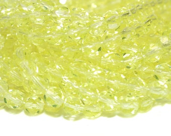 Lemon Fire Polished Czech Glass Beads 6mm - CZ0067 50 pcs