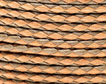 Saddle Brown / Sage / 3mm Cotton Bolo Cord / 4 ply braid / Vegan alternative / necklace cord / bracelet cord